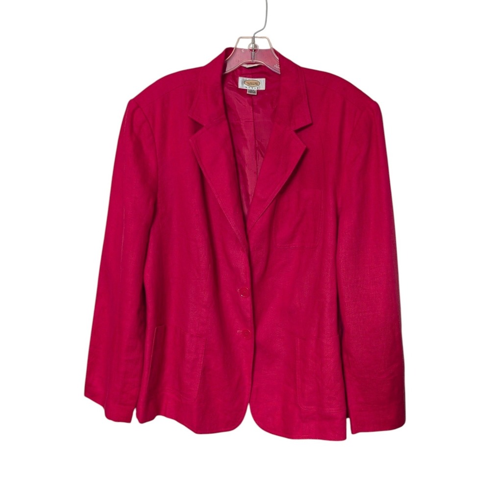 Talbots Woman Pink Irish Linen Blazer Three Button Professional Jacket Size 16W